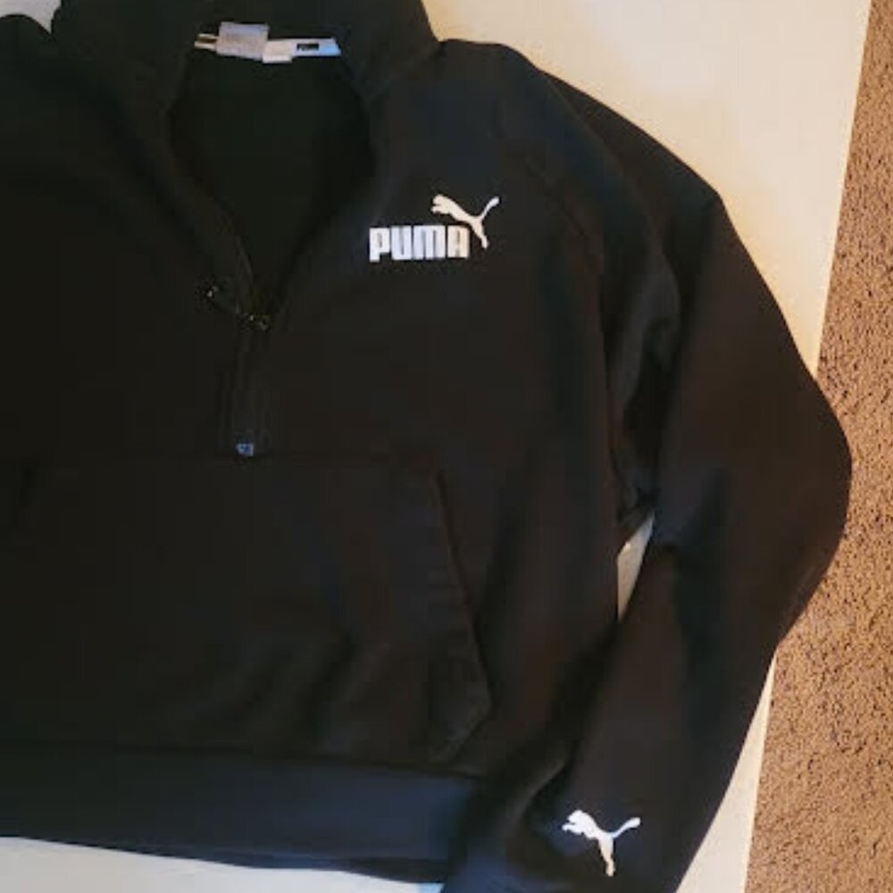 Puma relaxed-fit cropped XL half zip kangaroo pocket sweatshirt - Picture 8 of 8